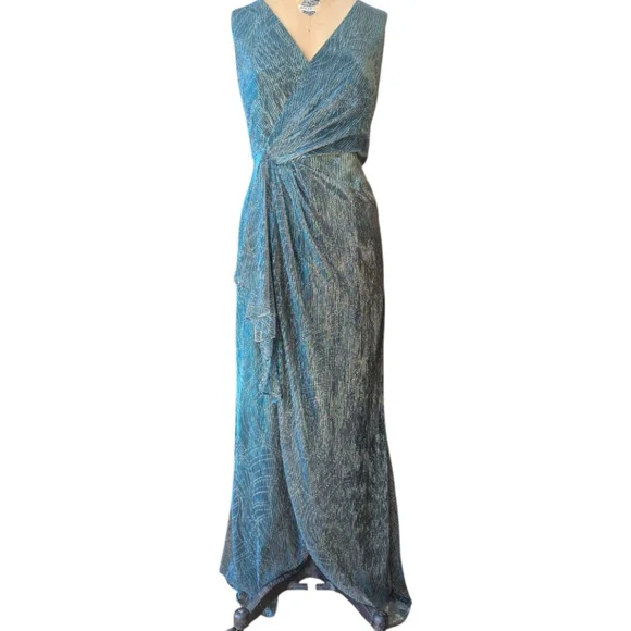 slim fit dress slacks Green Gold Long Sleeve Metallic Sheath Dress